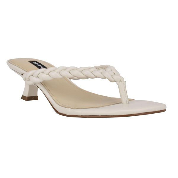 Nine West Meka Thong White Heeled Sandals | Ireland 08N80-7W27